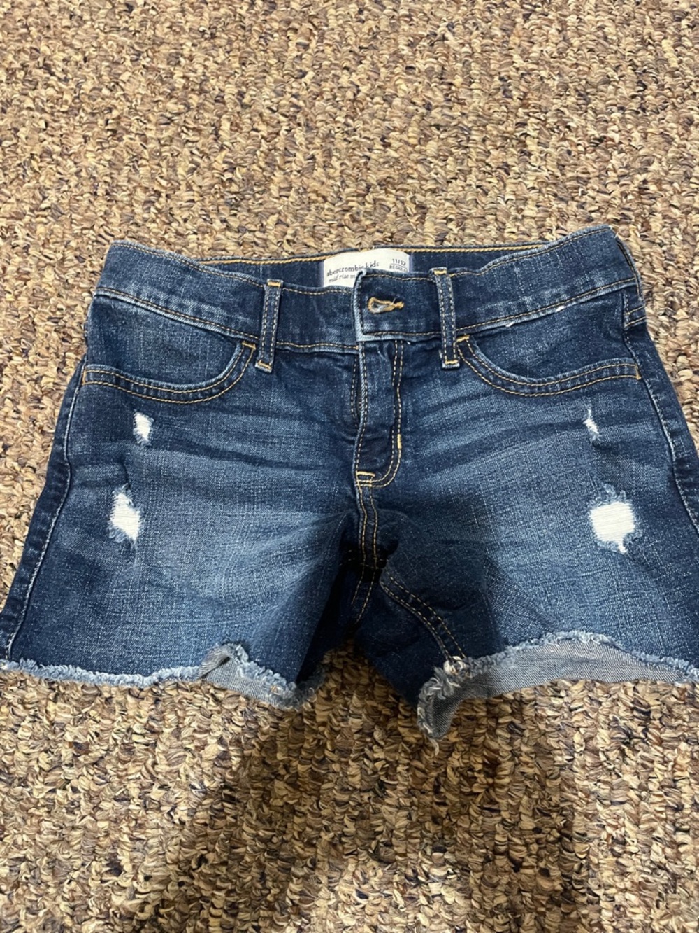 abercrombie kids Dark Blue Distressed Denim Shorts